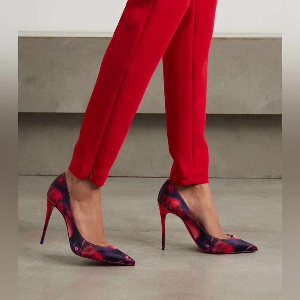 Christian Louboutin Kate 100 Floral Satin Crepe Pumps Heels EU 37.5 845$ - Picture 3 of 10